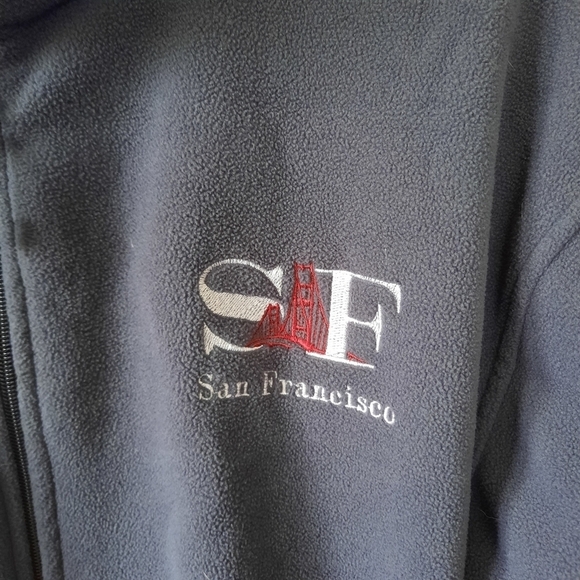 Landway Fleece dark gray embroidered San Francisco SF full zip fleece jacket - Picture 6 of 11